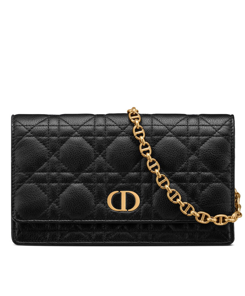 Christian Dior Caro Belt Pouch With Chain Bag Black